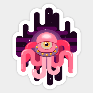 Invading alien one-eyed space tentacle monster Sticker